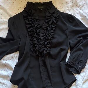 Spense Black Ruffled Blouse